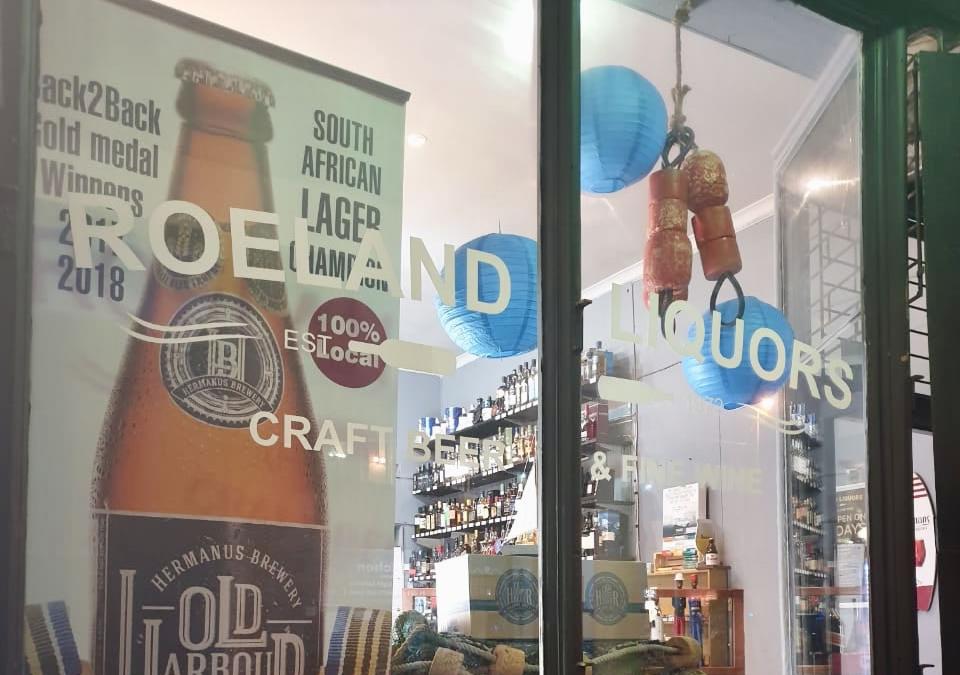 Window display at Roeland Liquors, Cape Town